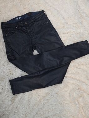 AG Adriano Goldschmied Dark Blue Coated Skinny Jeans Size 28R